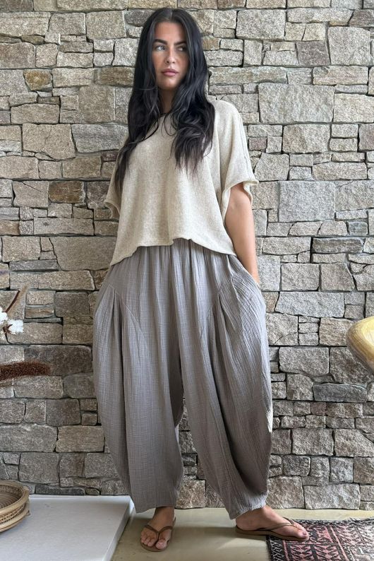 Tasha Cushion Cotton Sia Barrel Pant Mocha